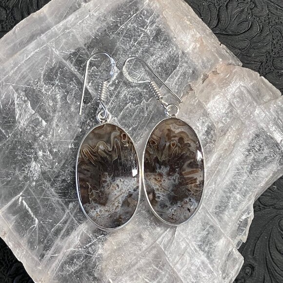 Natural Stick Agate Earrings Stone Crystal Jewelry - Picture 5 of 7